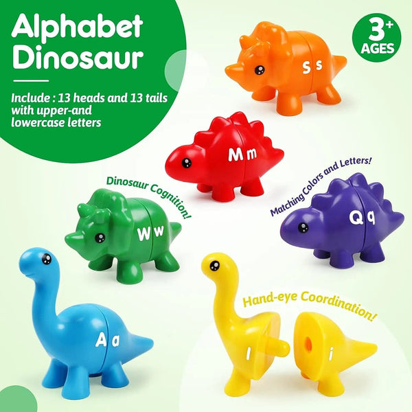 Planet Gates Matching Letters Dinosaur Toy Double-Sided ABC Letters Montessori Preschool Educational Fine Motor Toy Gift