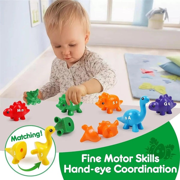 Planet Gates Matching Letters Dinosaur Toy Double-Sided ABC Letters Montessori Preschool Educational Fine Motor Toy Gift