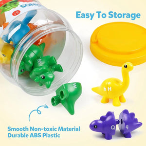 Planet Gates Matching Letters Dinosaur Toy Double-Sided ABC Letters Montessori Preschool Educational Fine Motor Toy Gift