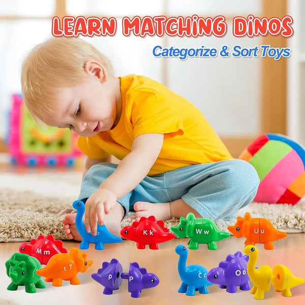 Planet Gates Matching Letters Dinosaur Toy Double-Sided ABC Letters Montessori Preschool Educational Fine Motor Toy Gift