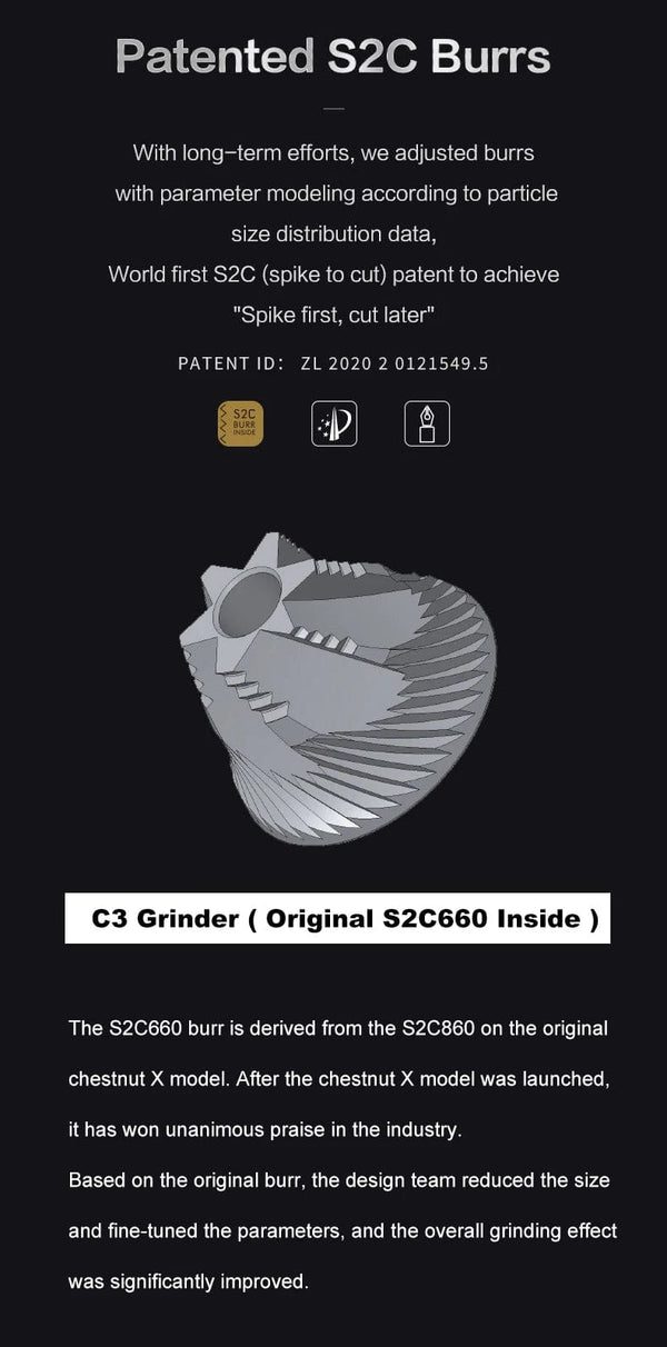 Planet Gates Matte Black C3 TIMEMORE Chestnut C3 Manual Coffee Grinder S2C Burr Inside High Quality Portable Hand Grinder With Double Bearing Positioning