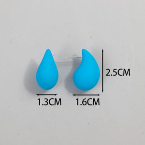 Planet Gates matte-color A New 9Pair/Set Acrylic Small Chunky Waterdrop Earrings Dupes for Women Matte Colorful Dome Tear Drop Earring Hoops Trendy Jewelry