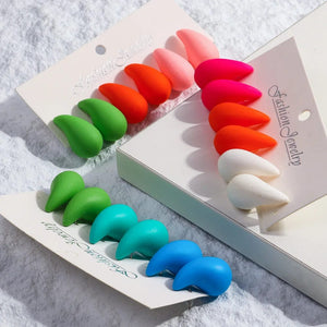 Planet Gates matte-color A New 9Pair/Set Acrylic Small Chunky Waterdrop Earrings Dupes for Women Matte Colorful Dome Tear Drop Earring Hoops Trendy Jewelry