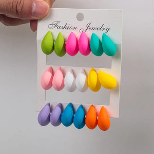 Planet Gates matte-color A New 9Pair/Set Acrylic Small Chunky Waterdrop Earrings Dupes for Women Matte Colorful Dome Tear Drop Earring Hoops Trendy Jewelry