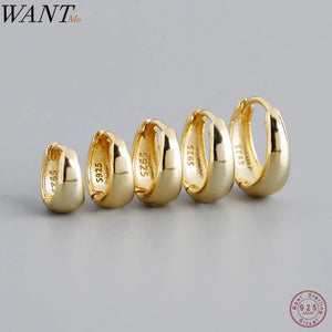 Planet Gates Matte Silver 7MM WANTME 925 Sterling Silver Simple Wide Huggies Gothic Hoop Earrings for Women European Unisex Piercing Rock Jewelry Ear Buckles