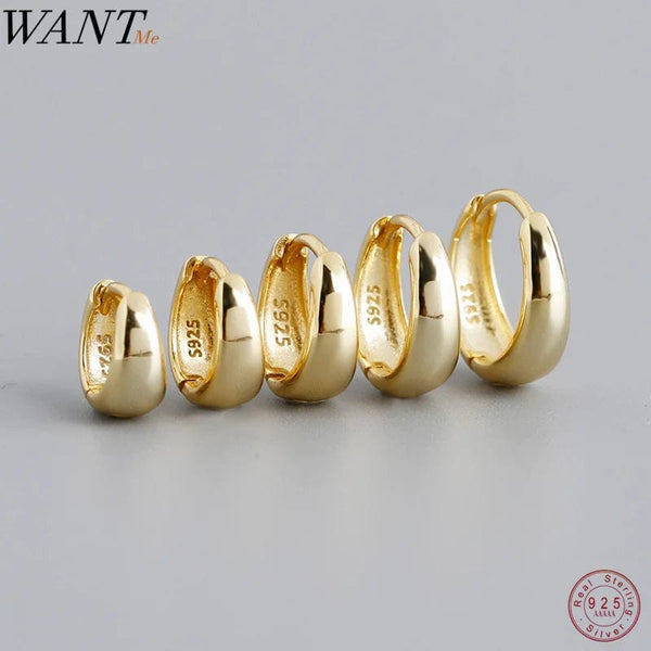 Planet Gates Matte Silver 7MM WANTME 925 Sterling Silver Simple Wide Huggies Gothic Hoop Earrings for Women European Unisex Piercing Rock Jewelry Ear Buckles