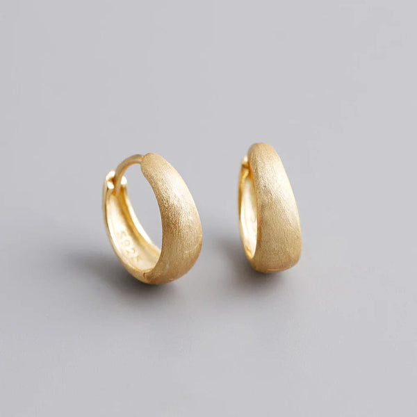 Planet Gates Matte Silver 7MM WANTME 925 Sterling Silver Simple Wide Huggies Gothic Hoop Earrings for Women European Unisex Piercing Rock Jewelry Ear Buckles