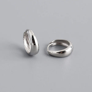 Planet Gates Matte Silver 7MM WANTME 925 Sterling Silver Simple Wide Huggies Gothic Hoop Earrings for Women European Unisex Piercing Rock Jewelry Ear Buckles