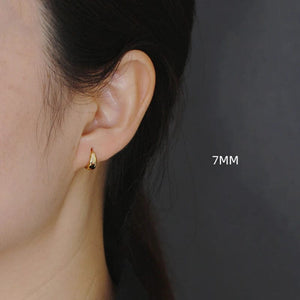 Planet Gates Matte Silver 7MM WANTME 925 Sterling Silver Simple Wide Huggies Gothic Hoop Earrings for Women European Unisex Piercing Rock Jewelry Ear Buckles