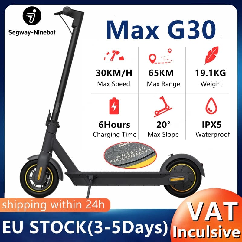 Planet Gates Max G30 EU STOCK NINEBOT Max G30 Electric Scooter Upgrade Motor 30km/h Original Ninebot By Segway G30 G30P Kickscooter 65km Skateboard