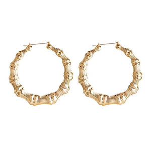 Planet Gates ME073G VIVILADY Hot Larger Bamboo Hoop Earrings Women Basketball Wives Summer Spring Autumn Fashion Jewelry Girl Bijoux Accessory Gifts