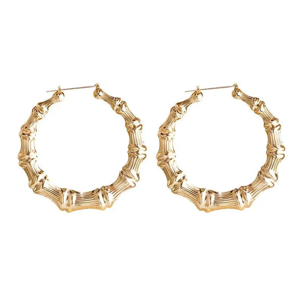 Planet Gates ME073G VIVILADY Hot Larger Bamboo Hoop Earrings Women Basketball Wives Summer Spring Autumn Fashion Jewelry Girl Bijoux Accessory Gifts