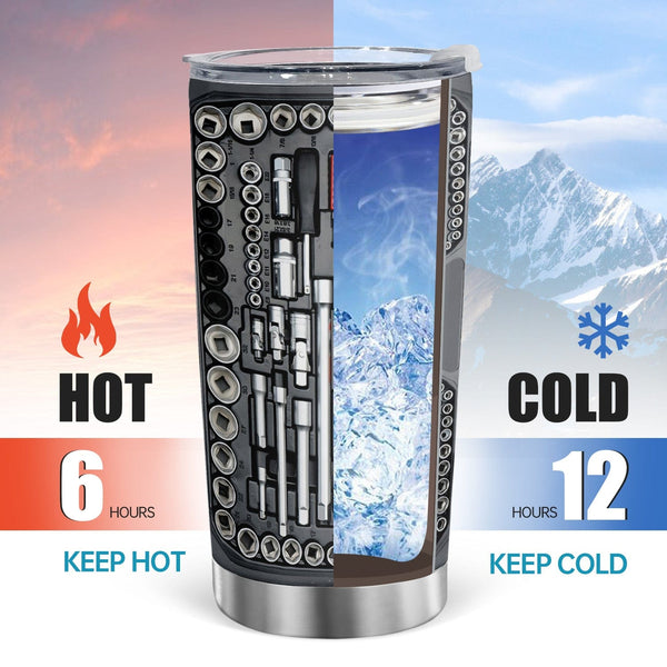 Planet Gates Mechanic Toolbox 1pc 20oz Coffee Vacuum-insulated Flask Mechanic Toolbox Tumbler Cup With Lid Stainless Steel Mugs With Lid Double Wall Cups For Cold & Hot Drinks