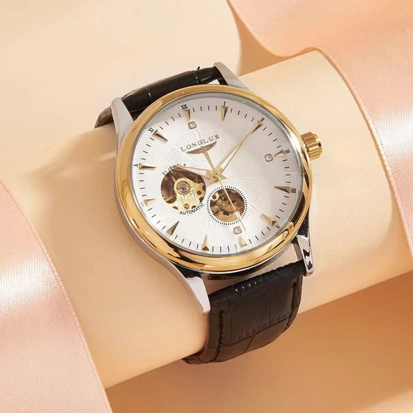 Planet Gates Medium golden white Man watch automatic movement elegant style wholesale automatic watch for men rome skeleton items LONGLUXmechanical wrist watches
