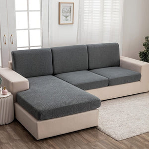 Planet Gates Medium Gray / Plus S (1-Seater) Waterproof Jacquard Sofa Cover Large Leaf Design Retractable Washable Durable Elastic Slipcover for All Seasons Universal Modern Home Decor Furniture Protector