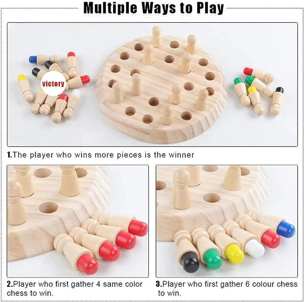 Planet Gates Memory Chess Wooden Memory Match Stick Chess Color Game Board Puzzles Montessori Educational Toy Cognitive Ability Learning Toys For Children