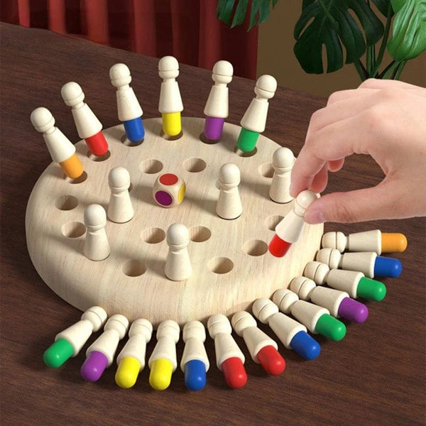 Planet Gates Memory Chess Wooden Memory Match Stick Chess Color Game Board Puzzles Montessori Educational Toy Cognitive Ability Learning Toys For Children