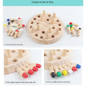 Planet Gates Memory Chess Wooden Memory Match Stick Chess Color Game Board Puzzles Montessori Educational Toy Cognitive Ability Learning Toys For Children