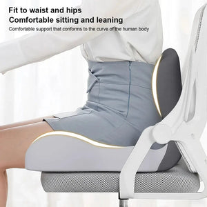 Planet Gates Memory Foam L-Shaped Integrated Office Chair Cushion with Lumbar Support Car Seat Cushion for Office Workers Car Drivers