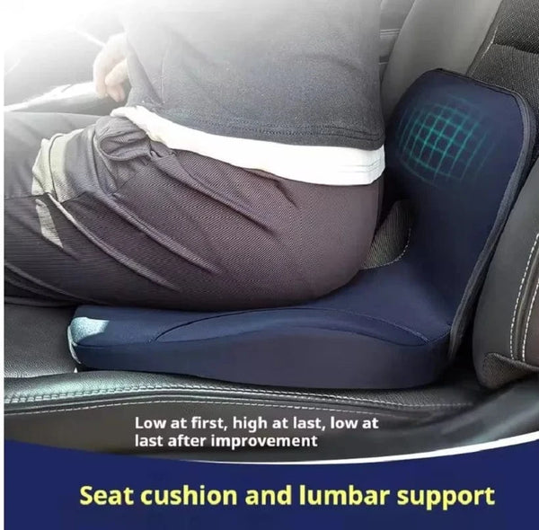 Planet Gates Memory Foam Seat Cushion Waist Back Support Pillow Set Orthopedic Ergonomic Coccyx Relief Hip Lumbar Pad for Office Chair Car