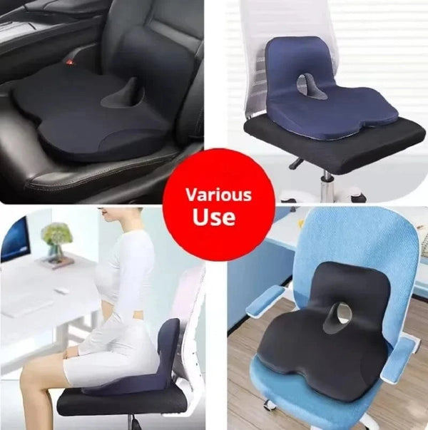Planet Gates Memory Foam Seat Cushion Waist Back Support Pillow Set Orthopedic Ergonomic Coccyx Relief Hip Lumbar Pad for Office Chair Car