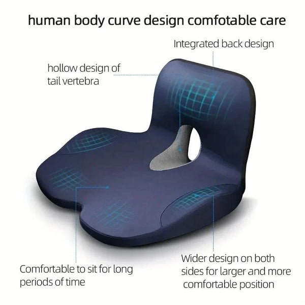 Planet Gates Memory Foam Seat Cushion Waist Back Support Pillow Set Orthopedic Ergonomic Coccyx Relief Hip Lumbar Pad for Office Chair Car