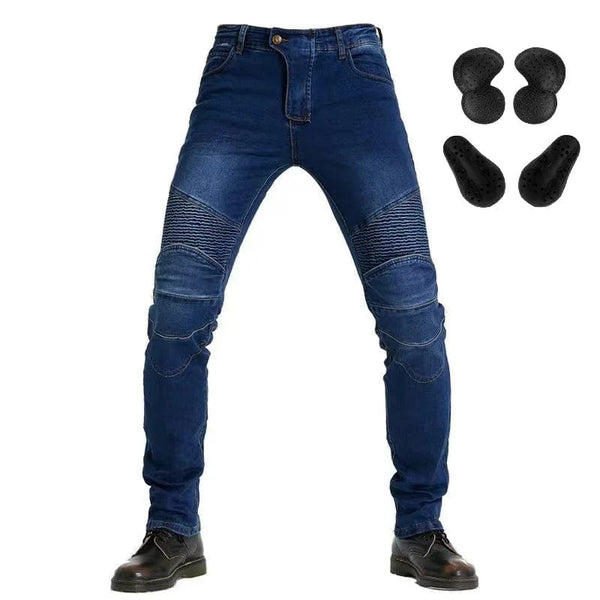 Planet Gates Men Jeans Embroidery Motorcycle Pants Pantalon Motocross Belt Protective Gear Motorcycle Driver's License Test Motos Jeans