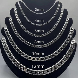 Planet Gates Men's 925 Sterling Silver Necklace 2/4/6/8/10/12MM 40-75cm Face Chain Necklace Lobster Clasp Men Women Engagement Jewelry Gifts