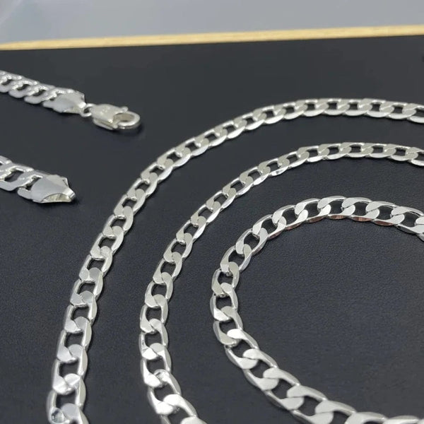 Planet Gates Men's 925 Sterling Silver Necklace 2/4/6/8/10/12MM 40-75cm Face Chain Necklace Lobster Clasp Men Women Engagement Jewelry Gifts