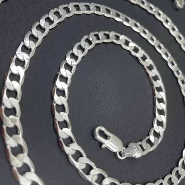 Planet Gates Men's 925 Sterling Silver Necklace 2/4/6/8/10/12MM 40-75cm Face Chain Necklace Lobster Clasp Men Women Engagement Jewelry Gifts