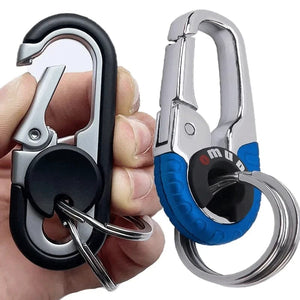 Planet Gates Men's Keychain Hook Stainless Steel Buckle Outdoor Carabiner Climbing Tool Double Ring Car Fishing Key Ring Car Accessories