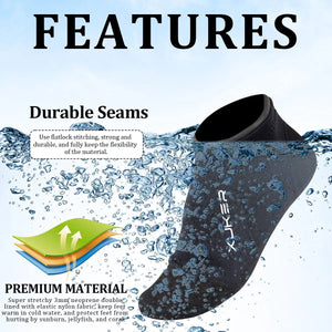 Planet Gates Men's Women's 3mm Neoprene Socks Beach Volleyball Diving Swimming Snorkeling Kayaking Low Cut Water Booties Flatlock Stitches