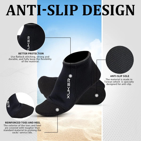 Planet Gates Men's Women's 3mm Neoprene Socks Beach Volleyball Diving Swimming Snorkeling Kayaking Low Cut Water Booties Flatlock Stitches