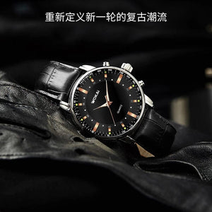 Planet Gates men watch / No / CHINA WOKAI high quality casual men's belt quartz watch classic retro Roman simple style business male student electronic clock