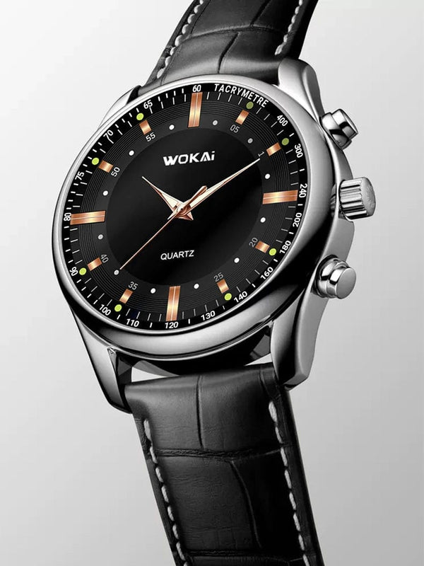 Planet Gates men watch / No / CHINA WOKAI high quality casual men's belt quartz watch classic retro Roman simple style business male student electronic clock