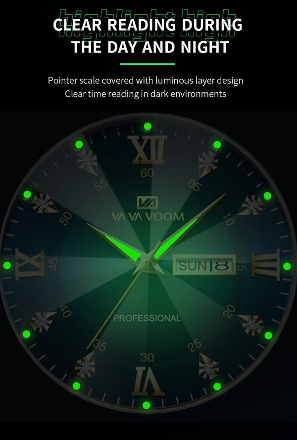 Planet Gates Men Watch Water Diamond Luxury Night Glow Double Calendar Quartz Movement 41mm Blue Gold Stainless Steel Fashion Business Watch