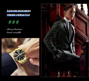 Planet Gates Men Watch Water Diamond Luxury Night Glow Double Calendar Quartz Movement 41mm Blue Gold Stainless Steel Fashion Business Watch