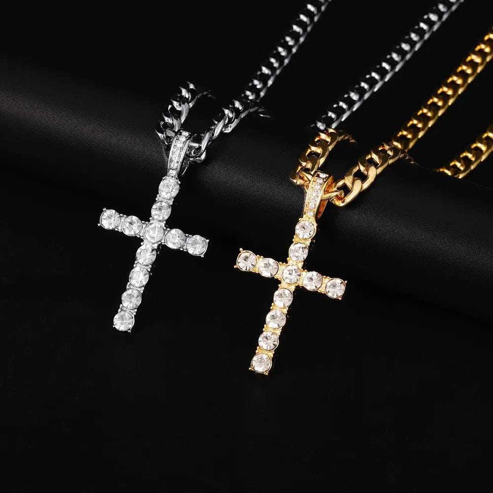 Planet Gates Men Women Hip Hop Cross Pendant Necklace With 4mm Zircon Tennis Chain Iced Out Exquisite Bling Jewelry Fashion Trendy Creative