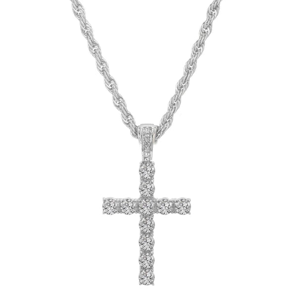 Planet Gates Men Women Hip Hop Cross Pendant Necklace With 4mm Zircon Tennis Chain Iced Out Exquisite Bling Jewelry Fashion Trendy Creative