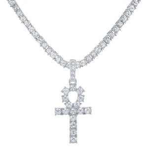 Planet Gates Men Women Hip Hop Cross Pendant Necklace With 4mm Zircon Tennis Chain Iced Out Exquisite Bling Jewelry Fashion Trendy Creative