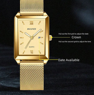 Planet Gates Mens Fashion Sports Watches Simple Men Luxury Gold Business Ultra Thin Stainless Steel Mesh Belt Quartz Watch