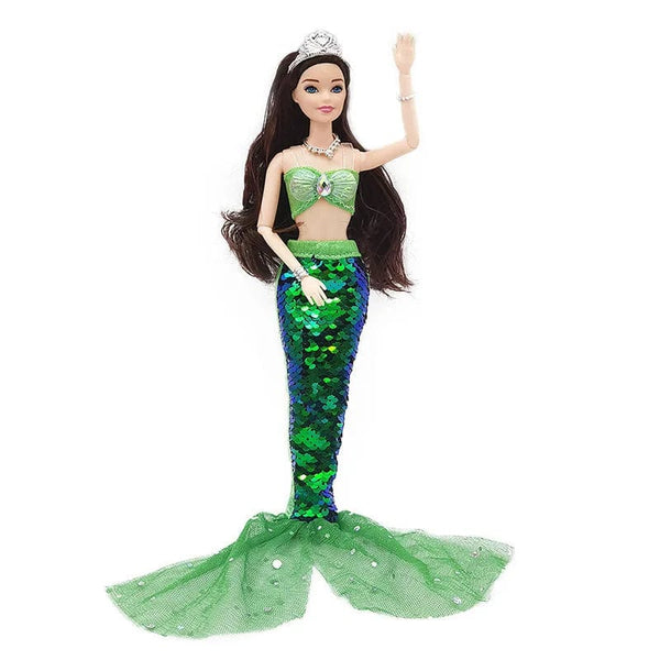 Planet Gates Mermaid -Green / Doll with Clothes 11 Inch Mermaid Doll Full Set Multi Joints Movable 30cm Height Doll with Sequin Skirt Suit Girls Dress Up Toys