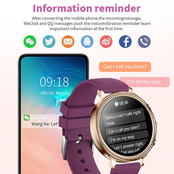 Planet Gates mesh gold Purple / Bluetooth call / CHINA LIGE Luxury Smart Watches For Women Bluetooth Call Connected Phone Women Watch Health Monitor Sports Smartwatch 2023 Women Gift