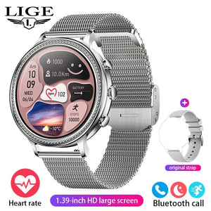 Planet Gates mesh gold Purple / Bluetooth call / CHINA LIGE Luxury Smart Watches For Women Bluetooth Call Connected Phone Women Watch Health Monitor Sports Smartwatch 2023 Women Gift
