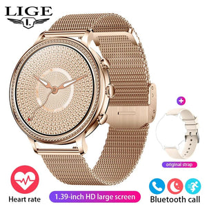 Planet Gates mesh gold Purple / Bluetooth call / CHINA LIGE Luxury Smart Watches For Women Bluetooth Call Connected Phone Women Watch Health Monitor Sports Smartwatch 2023 Women Gift