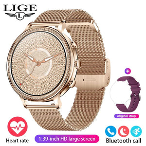 Planet Gates mesh gold Purple / Bluetooth call / CHINA LIGE Luxury Smart Watches For Women Bluetooth Call Connected Phone Women Watch Health Monitor Sports Smartwatch 2023 Women Gift