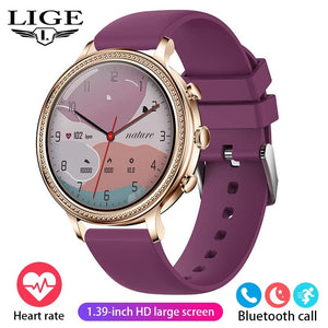 Planet Gates mesh gold Purple / Bluetooth call / CHINA LIGE Luxury Smart Watches For Women Bluetooth Call Connected Phone Women Watch Health Monitor Sports Smartwatch 2023 Women Gift