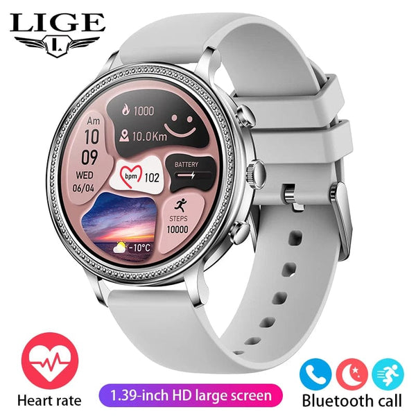 Planet Gates mesh gold Purple / Bluetooth call / CHINA LIGE Luxury Smart Watches For Women Bluetooth Call Connected Phone Women Watch Health Monitor Sports Smartwatch 2023 Women Gift