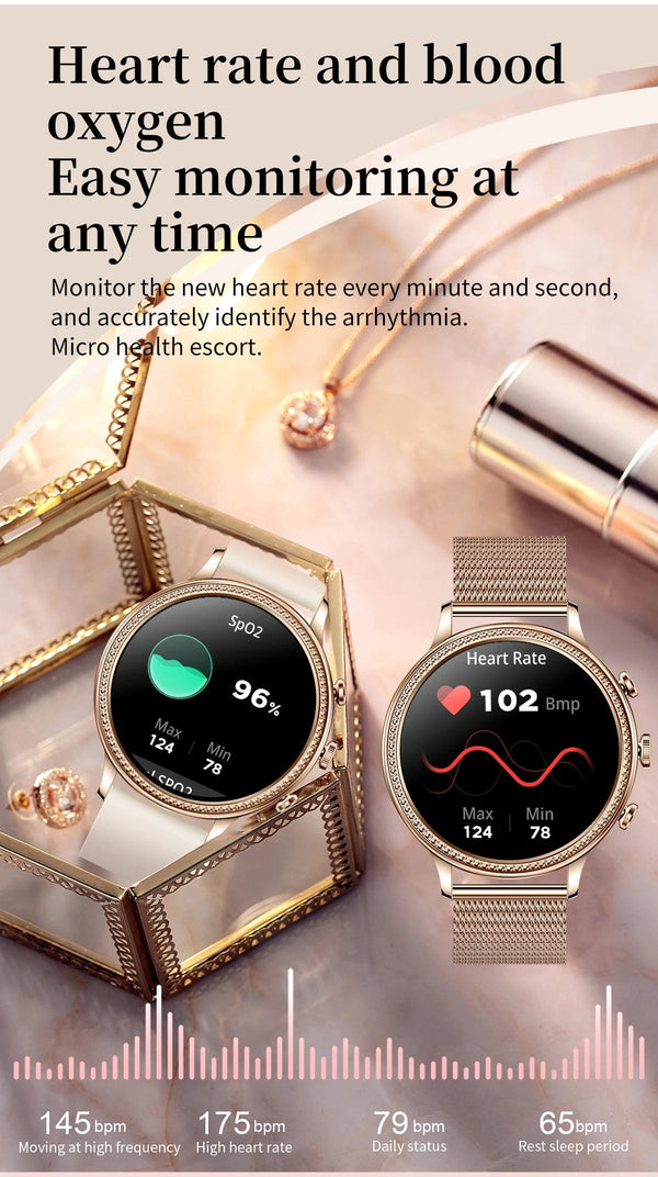 Planet Gates mesh gold Purple / Bluetooth call / CHINA LIGE Luxury Smart Watches For Women Bluetooth Call Connected Phone Women Watch Health Monitor Sports Smartwatch 2023 Women Gift