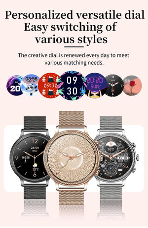 Planet Gates mesh gold Purple / Bluetooth call / CHINA LIGE Luxury Smart Watches For Women Bluetooth Call Connected Phone Women Watch Health Monitor Sports Smartwatch 2023 Women Gift